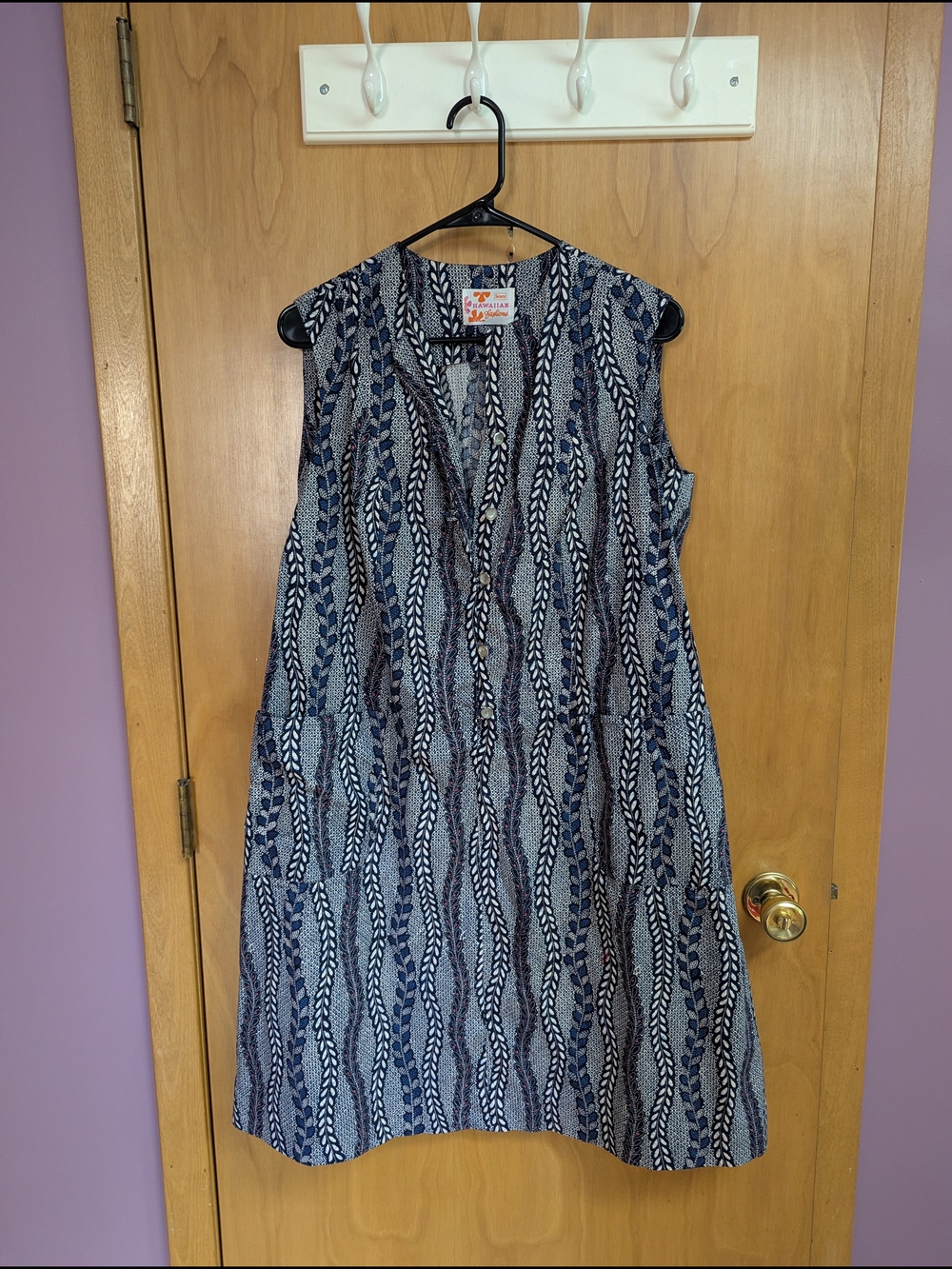 Vintage Sears Blue Patterned Sleeveless Mini Dress